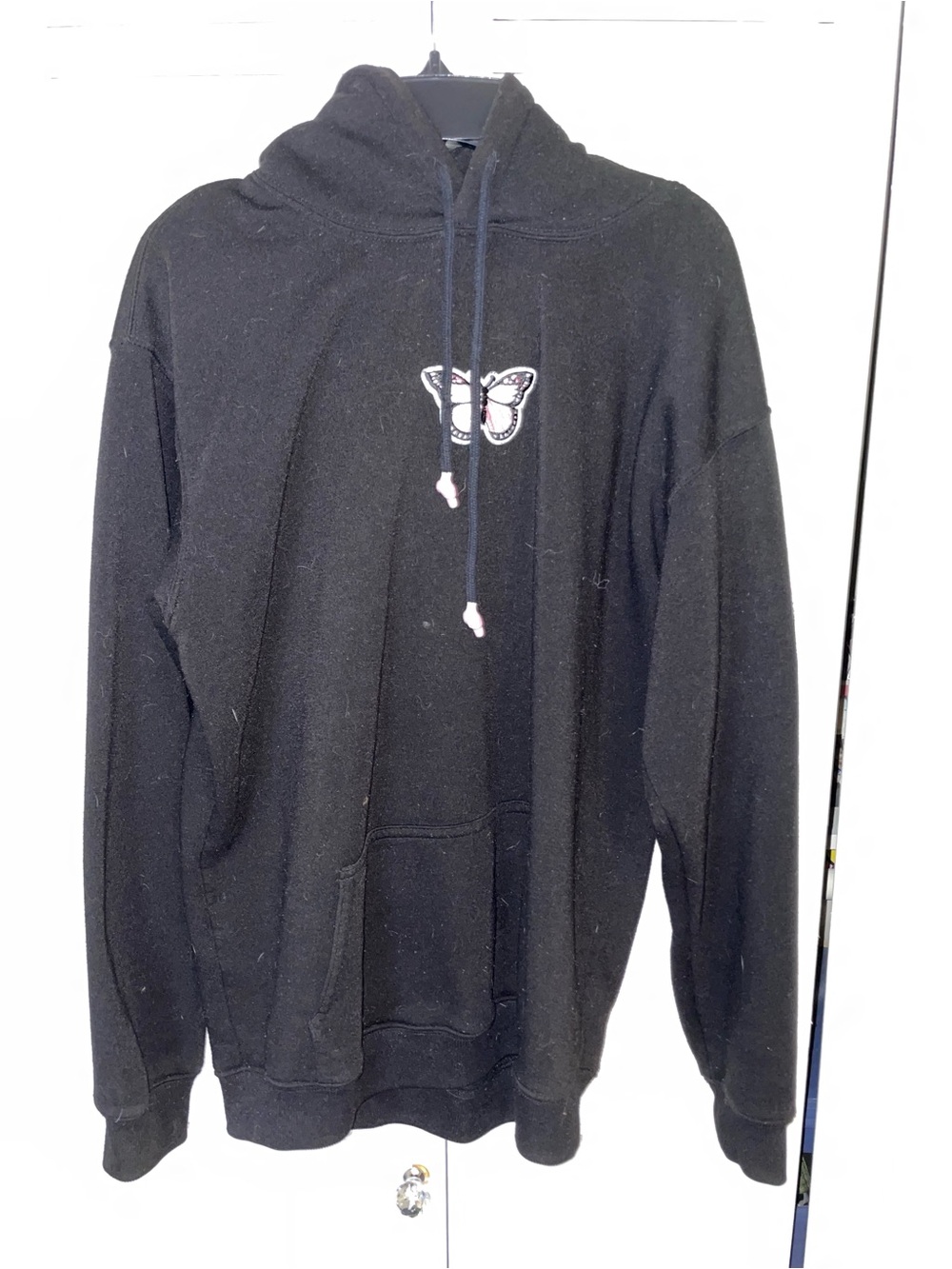 Black Women's Hoodie with Butterfly Patch